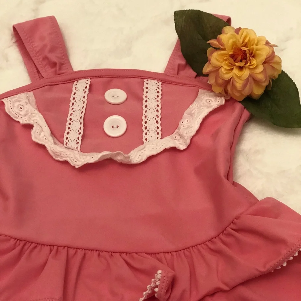 Pink Ruffled Bibbed Swimsuit size 3